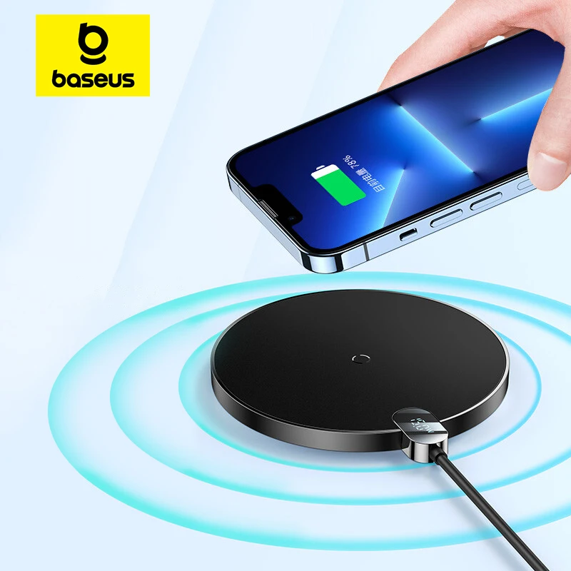 Baseus 15 W Draadloze Opladers Voor iPhone 16 15 14 Samsung LED Display Desktop Draadloos Opladen