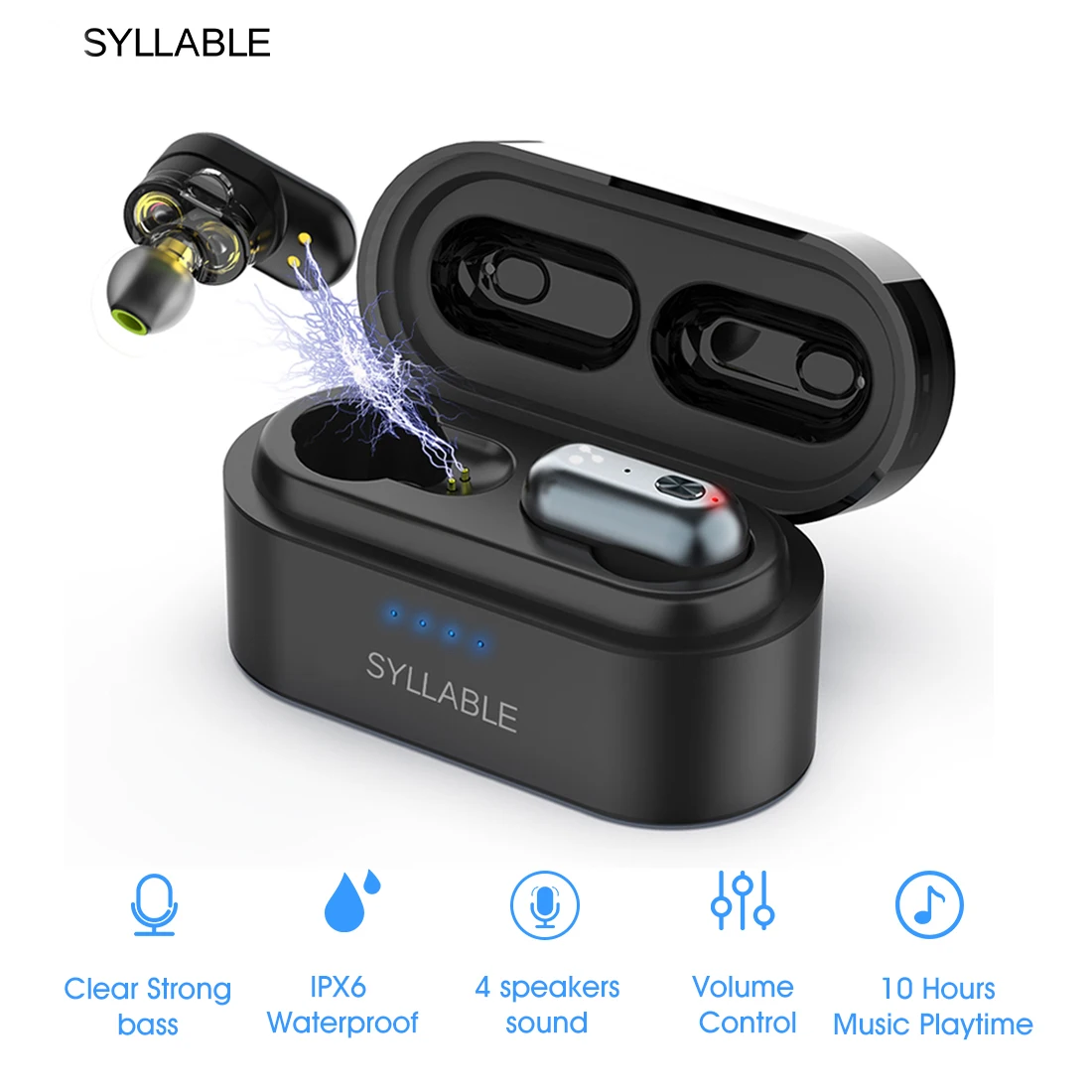 2024 SYLLABLE S101 TWS of QCC3020 Chip Strong bass Headset S101 Sports Earphones 10 hours True