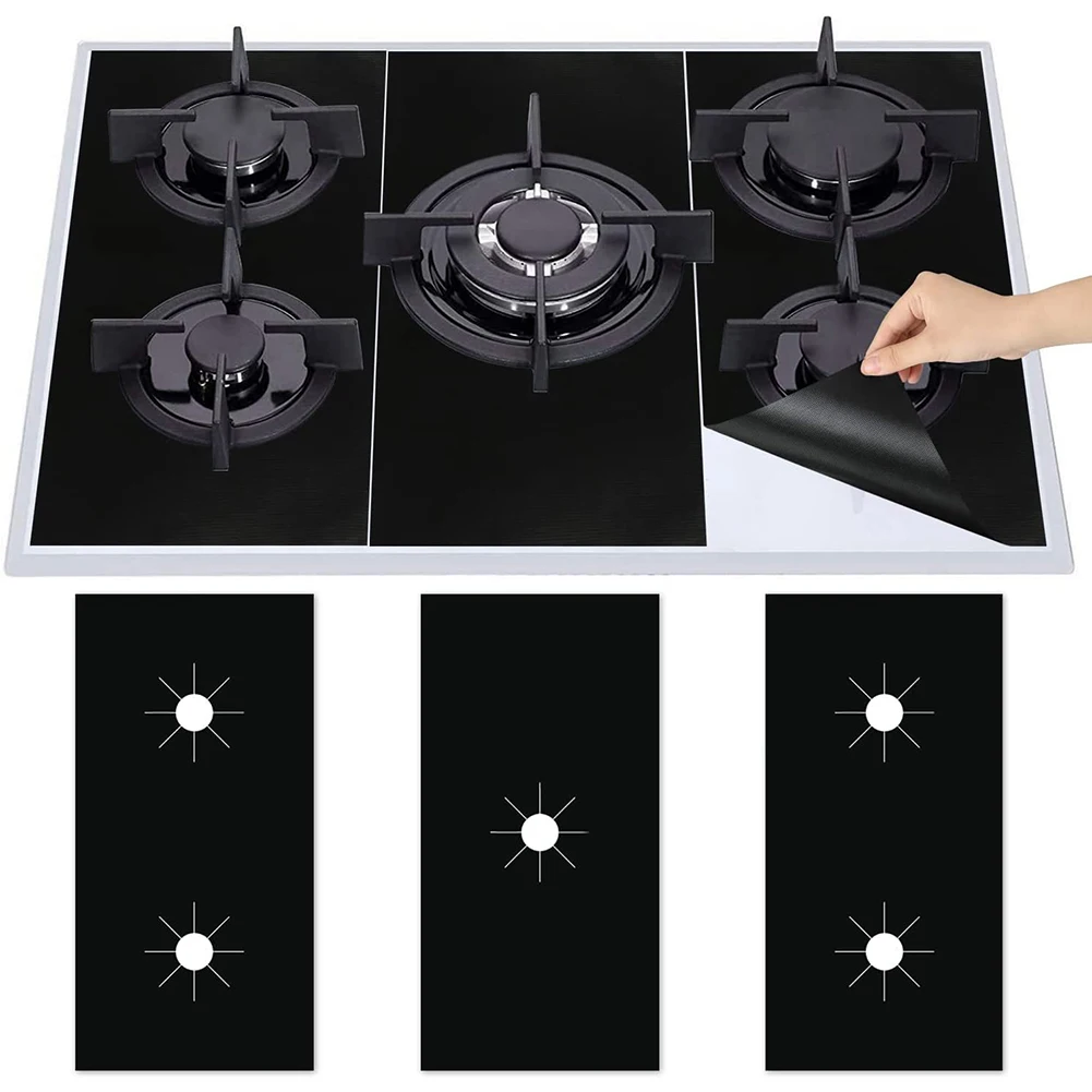 1 Set 5-Hole Gas Stove Pad Protective Cover Kitchen Cleaning Anti-dirty Non-stick Pad Reusable