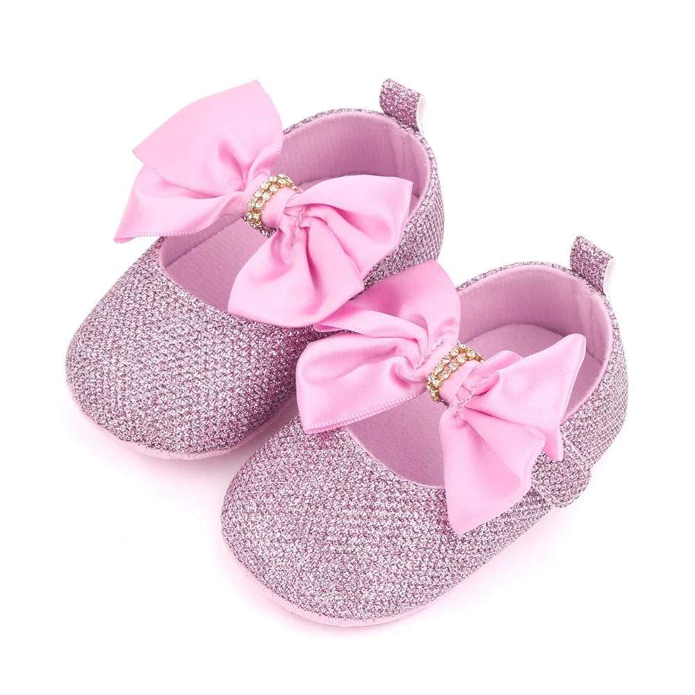 New Fashion Baby Girl Shoes Pink Bling Rhinestone Newborn Infant Footwear Toddler Mary Jane Flats