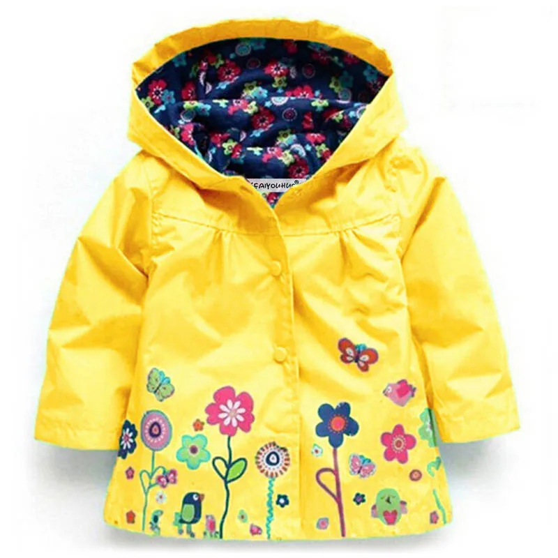 Girls Fashion Waterproof Children Clothes Autumn Casual Baby Boys Windcoat Long Sleeve Jacket Flower