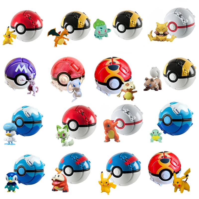 20 Styles Pokemon Elf Ball Anime Figure Pikachu Charmander Litten Rockruff Pokeball Pocket Monster