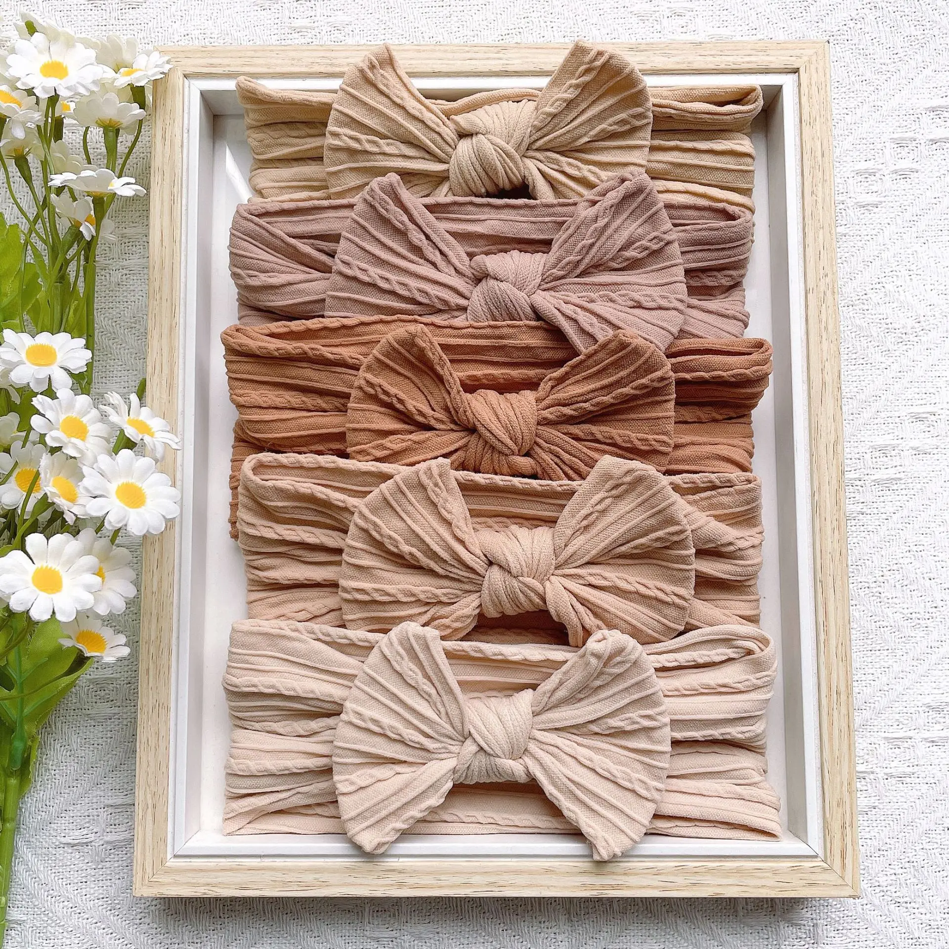 5Pcs/Set Baby Cute Headband Soft Elastic Bowknit  Newborn Toddler Priccess Girls Hair Band Bows
