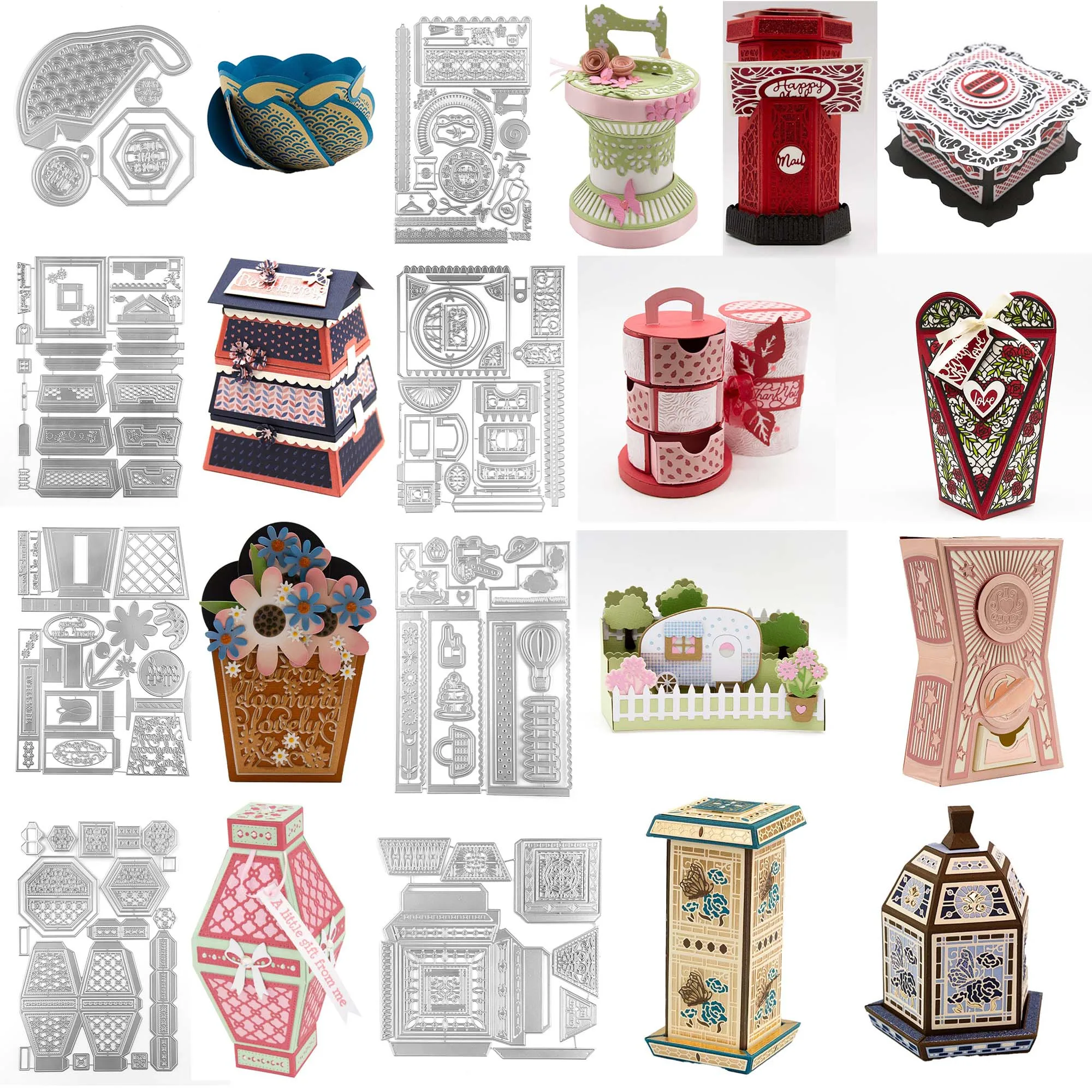 3D Gift Box Cutting Dies Terrific Twist Crystal Containers Jar Diecut For DIY Scrarpbooking Paper