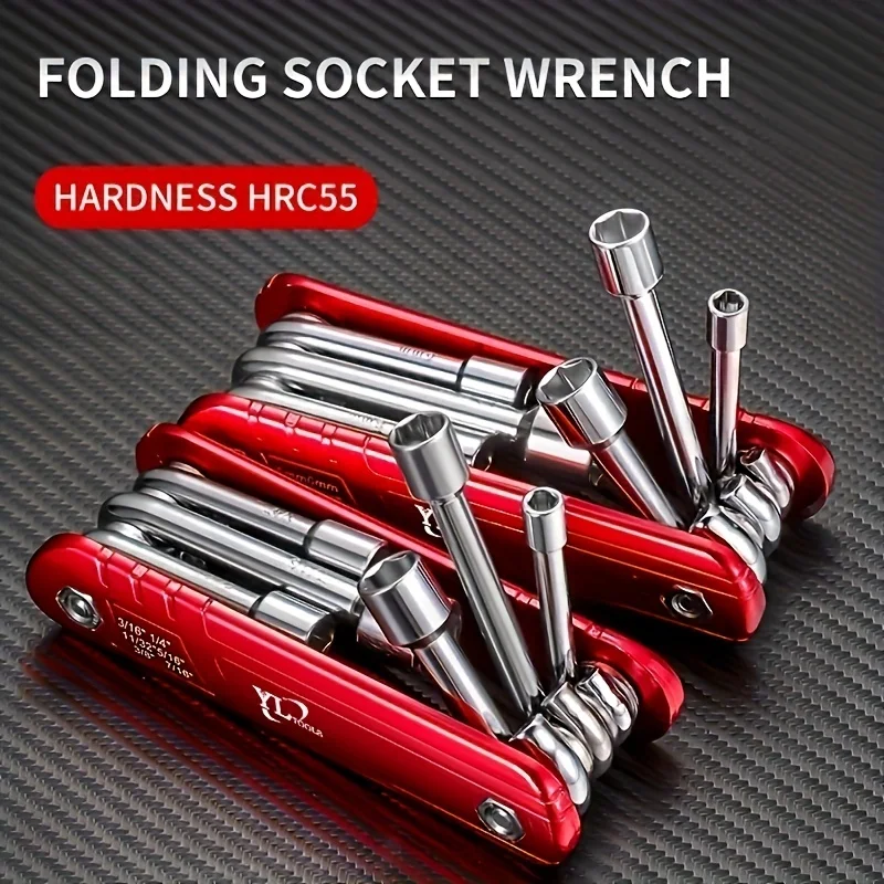 Portable Sleeve Tool Combos Set, Metric Folding Socket Wrench, Multifunction Household Tools,