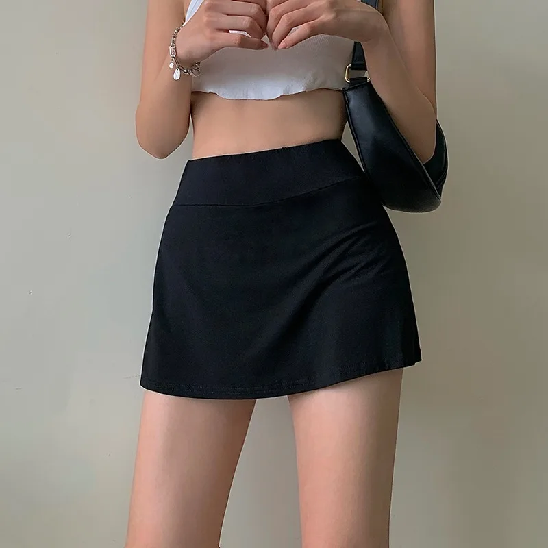 Tennis Skirt Women High Waist Sexy Girl Tight Bag Hip Short Skirt Summer Sports Culottes split