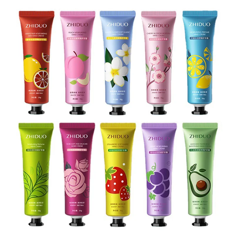 10pcs Fruit and Flower Fragrance Hand Cream Moisturizing Refreshing Nourishing Improving Roughness