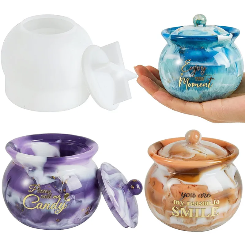 Jars Resin Molds, Jar Silicone Molds with Lid, Epoxy Resin Casting Molds Jar Molds for Storage