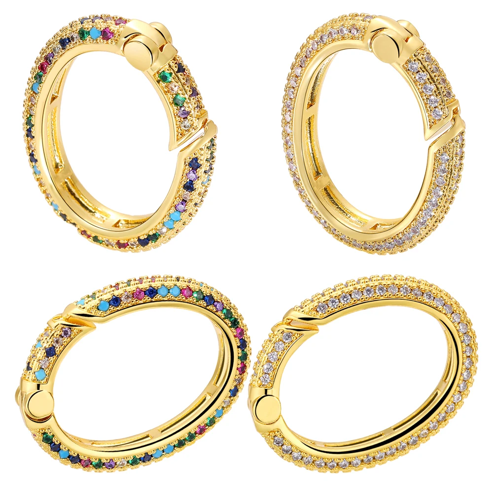Juya 18K Real Gold Plated Decoration Oval Round Carabiner Lobster Clasp Accessories For DIY Luxury