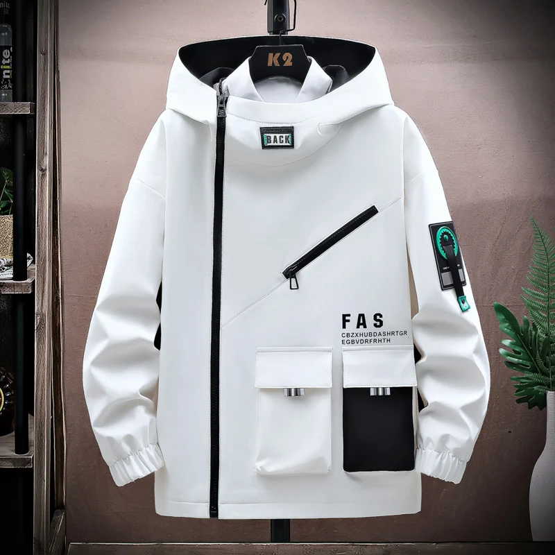 Zipper Jacket Men's Pilot Hooded Jacket Spring and Autumn Baseball Uniform Tide Card Loose Pullover