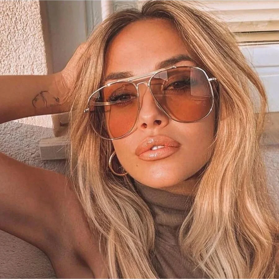 2023 New Trend Ciassic Retro Metal Frame Sunglasses For Women Men Aviator Vintage 90s Double Bridge