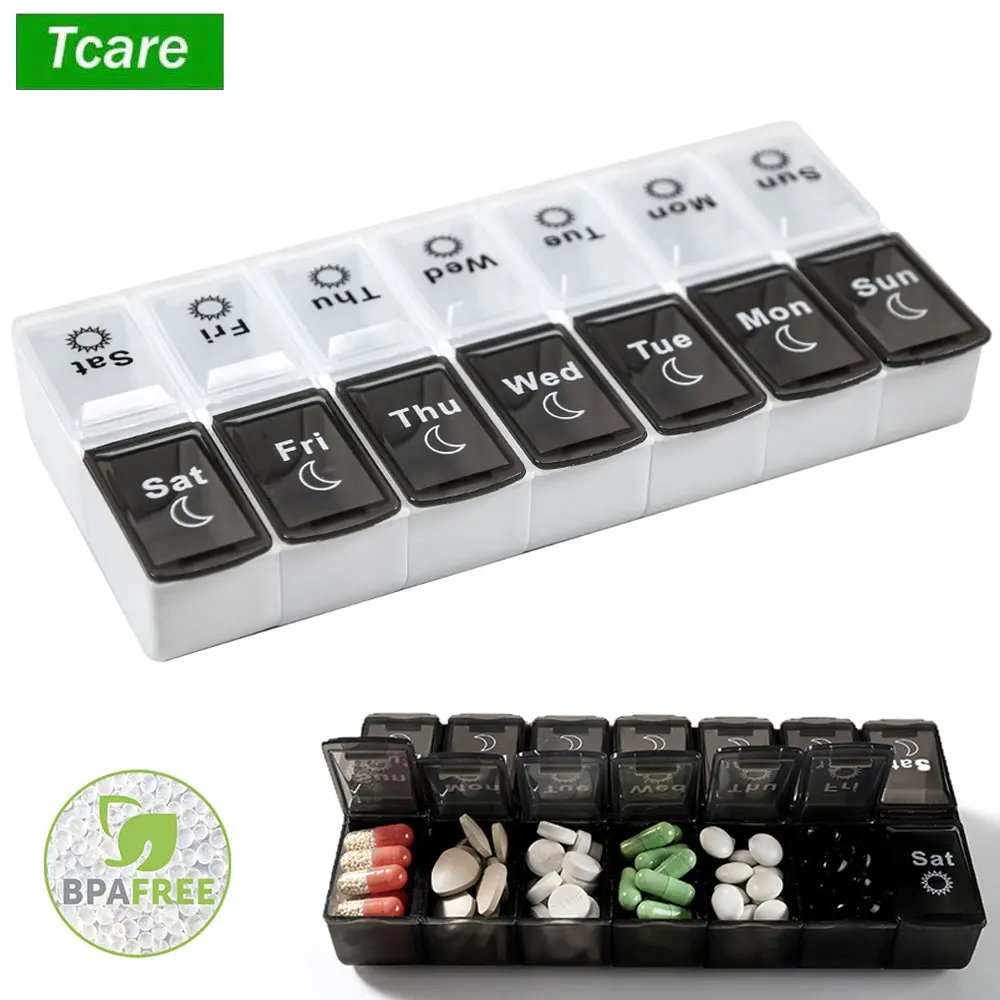 Weekly Portable Travel Pill Cases Box 7 Days Organizer 14 Grids Pills Container Storage Tablets Drug