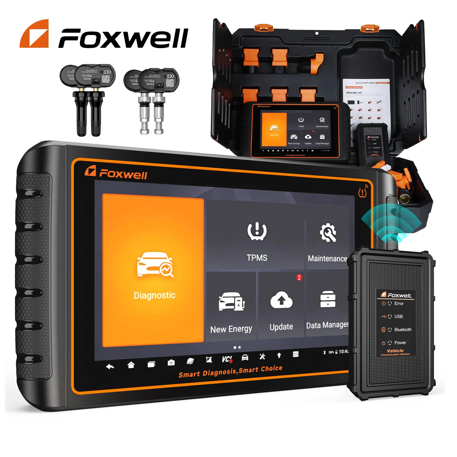 FOXWELL GT75TS Pofressional Bi-Directional Scan Tool ECU Coding TPMS Relearn/Activate/Program 31+ Reset OBD2 Automotive Scanner