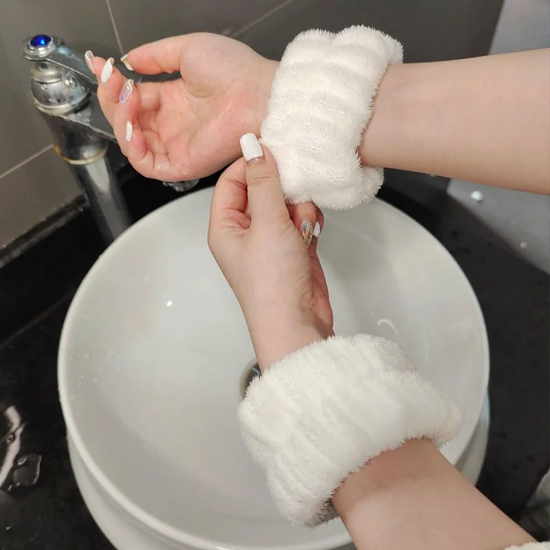Fashion 2pcs One Pair Wash Face and Wrist Band Absorb Water Sweat Wiping Bracelet Hairband Moisture