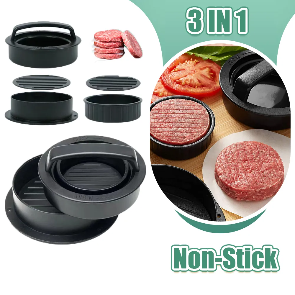 Hamburger Meat Press Maker Round Shape Non-Stick Stuffed Burger Patties Beef Grill Pie Press Mould