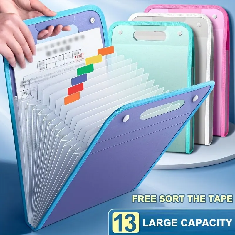 13 Pocket File Folders Portable A4 Letter Size Macaron Color Accordian Document Organizer for