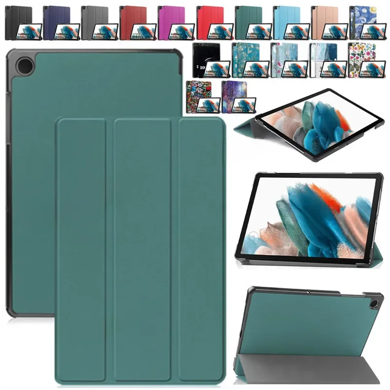 Capa de couro colorida para Samsung Galaxy Tab, ultra fina, três vezes, suporte anti-choque, capa de