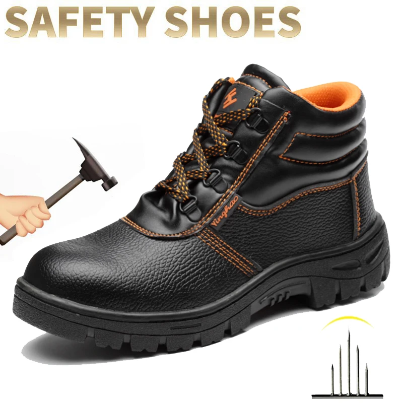 Wear-resisting Men Work Safety Boots Anti-smash Anti-puncture Work Sneakers Waterproof Boots