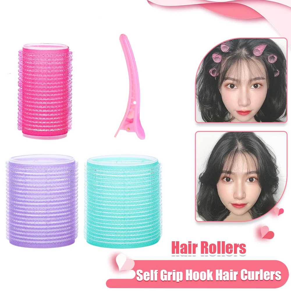 6Pcs Hair Rollers Self Grip Hook Hair Curlers Heatless Hair Roller Salon Hair Dressing Curlers Jumbo