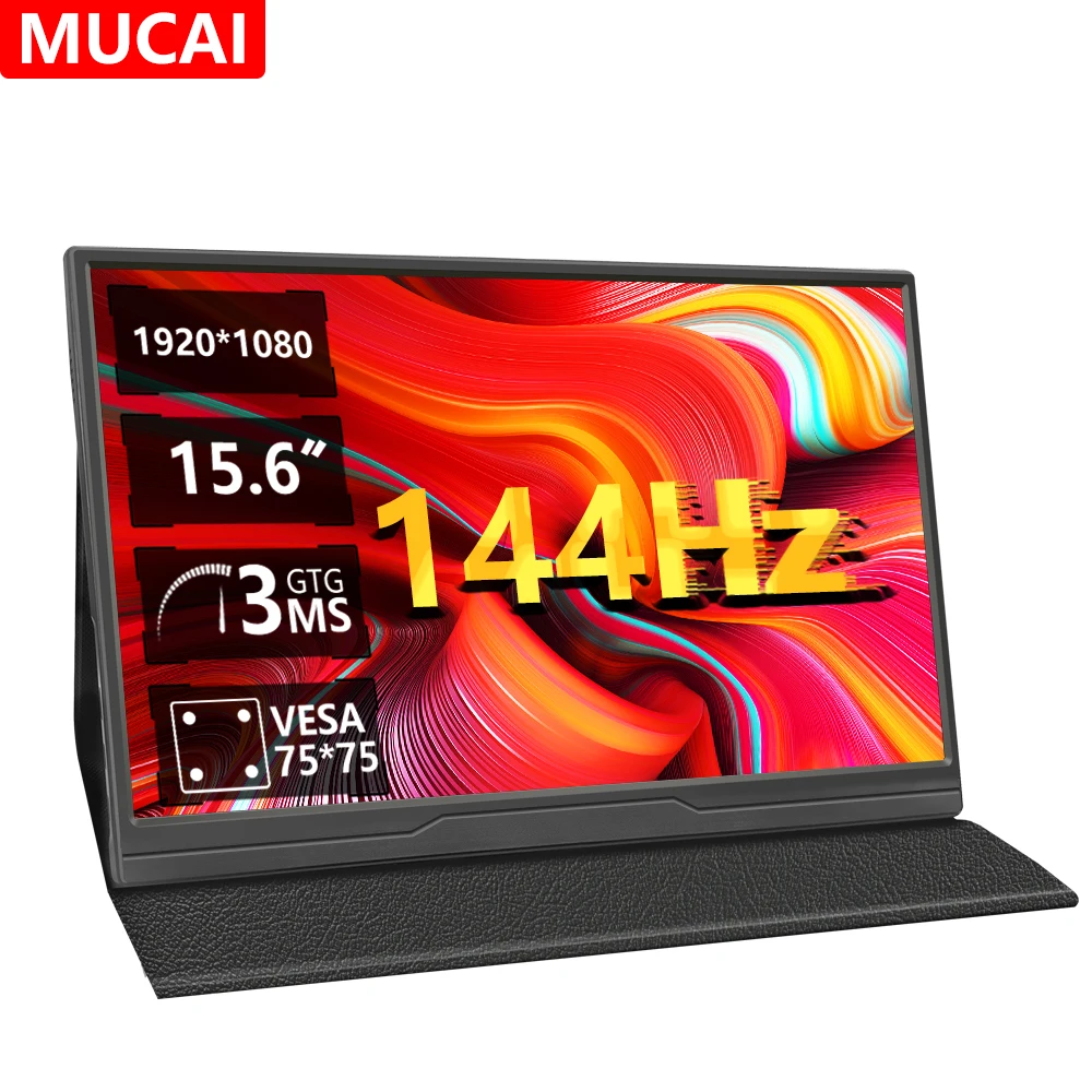 MUCAl 15.6 Inch 144Hz Portable Monitor FHD 1920*1080 Travel Gaming IPS Display Screen For Laptop