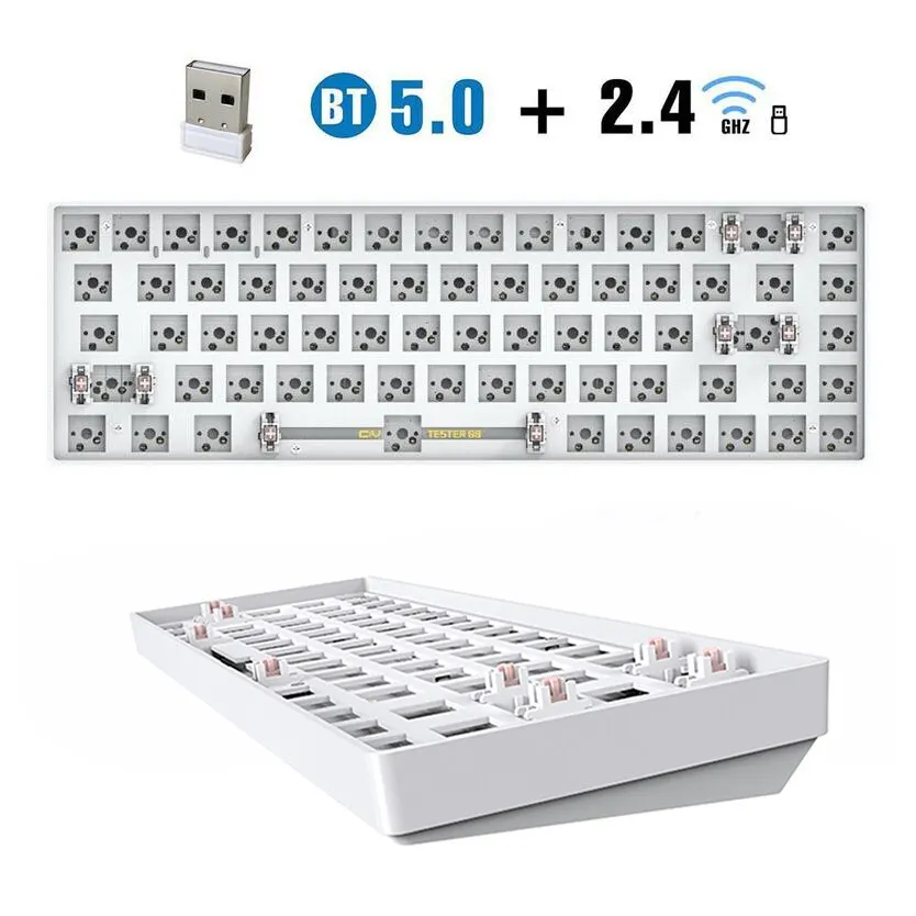 TESTER68 Customized Mechanical Keyboard Kit Hot Swappable Shaft Base Axis 2.4G Bluetooth Customized