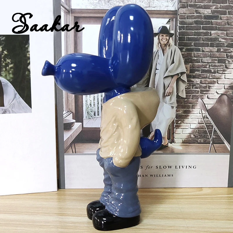 SAAKAR Resin Pocket Balloon Dog Figure Figurines Street Trend Art Decoration Statue Home Office