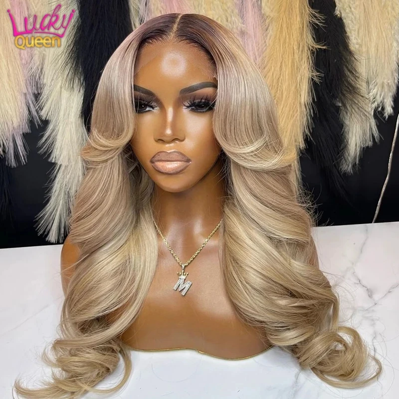 13X6 Ombre Blonde Colored Frontal Wig Human Hair for Women Transparent 13X4 Lace Front Human Hair