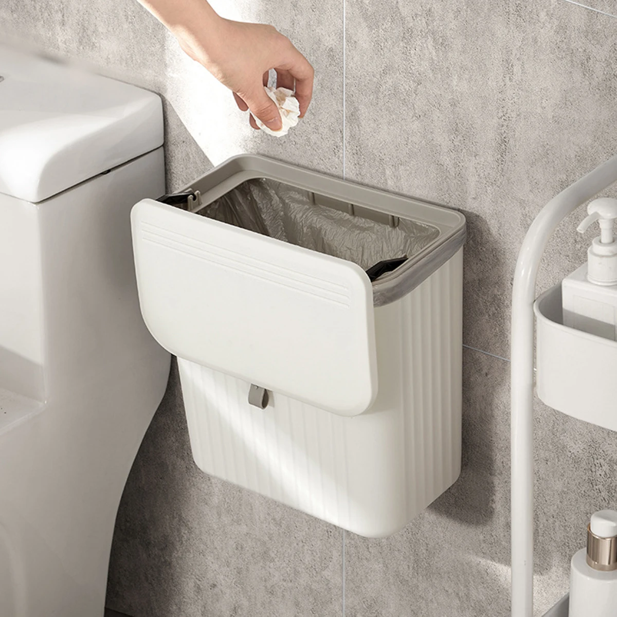 Kitchen Wall-mounted Trash Can  Household Kitchen Waste Storage Bin  Toilet Hanging Toilet Paper