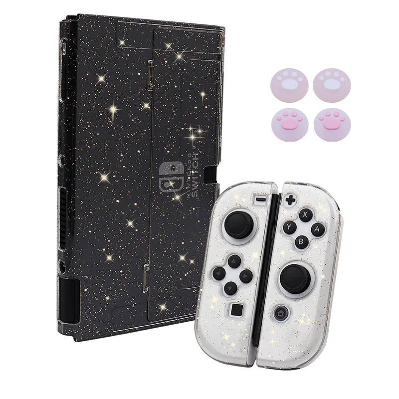 Transparent Protective TPU+PC Glitterry Cases for Nintendo Switch Oled Console Video Gamepad Cover