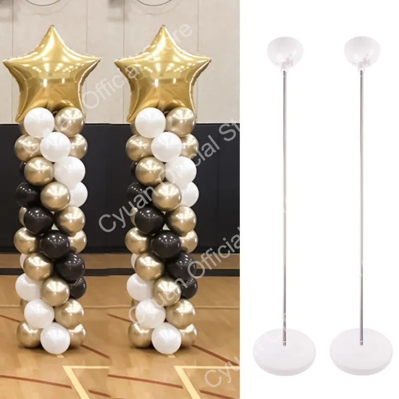 1/2set Adjustable Balloon Column Stand Metal Balloon Stand Holder with Plastic Base for Wedding
