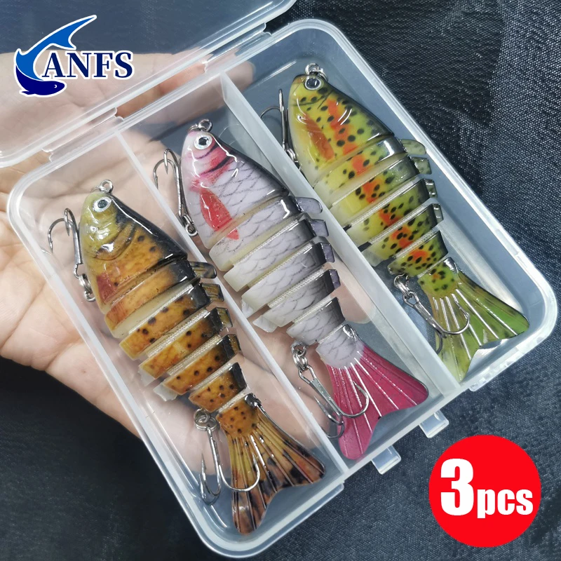3pcs Sinking Fishing Lures Multi Jointed Swimbait Bionic Artificial Bait Freshwater Saltwater Trout
