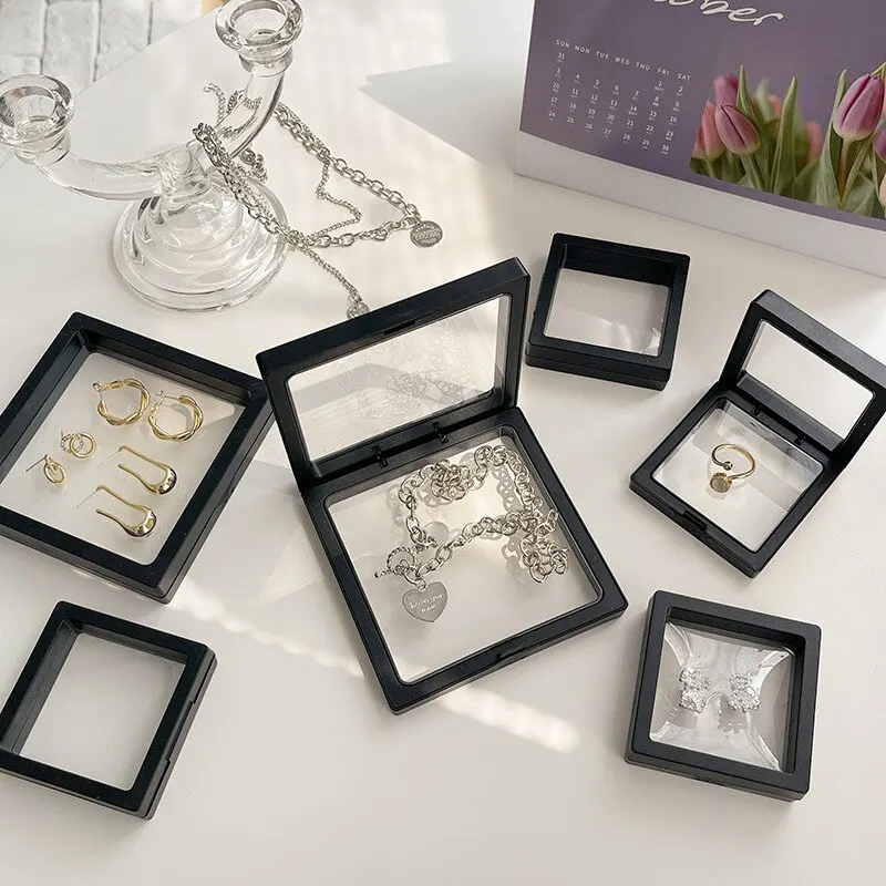 4 Pcstransparent Pe Film Travel Jewelry Storage Box Necklace Bracelet Ring Earrings Packaging Case