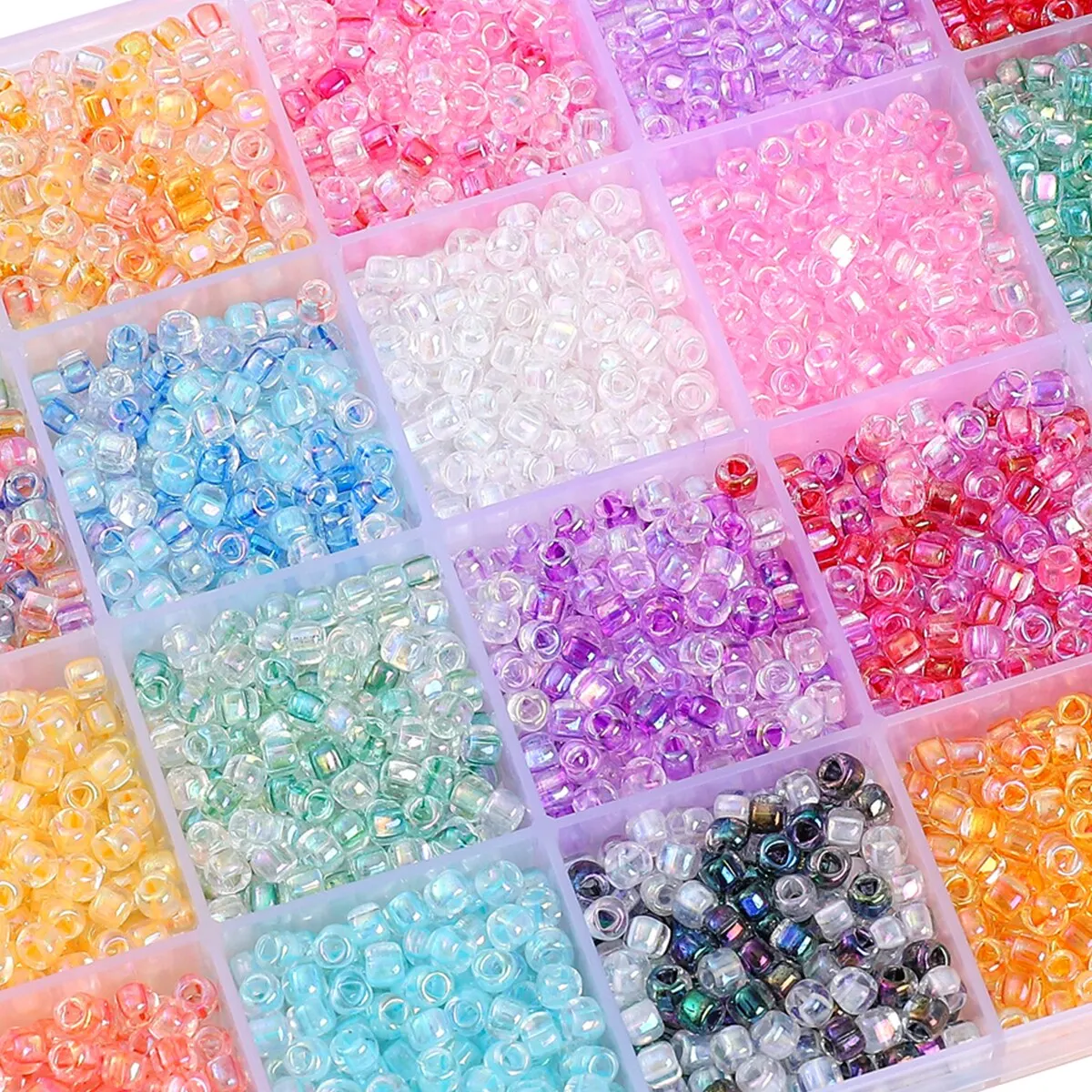 About 840pcs Premium 4mm Fantasy Dyed Core Triangle Beads Glass Seed Beads Loose Beads For DIY