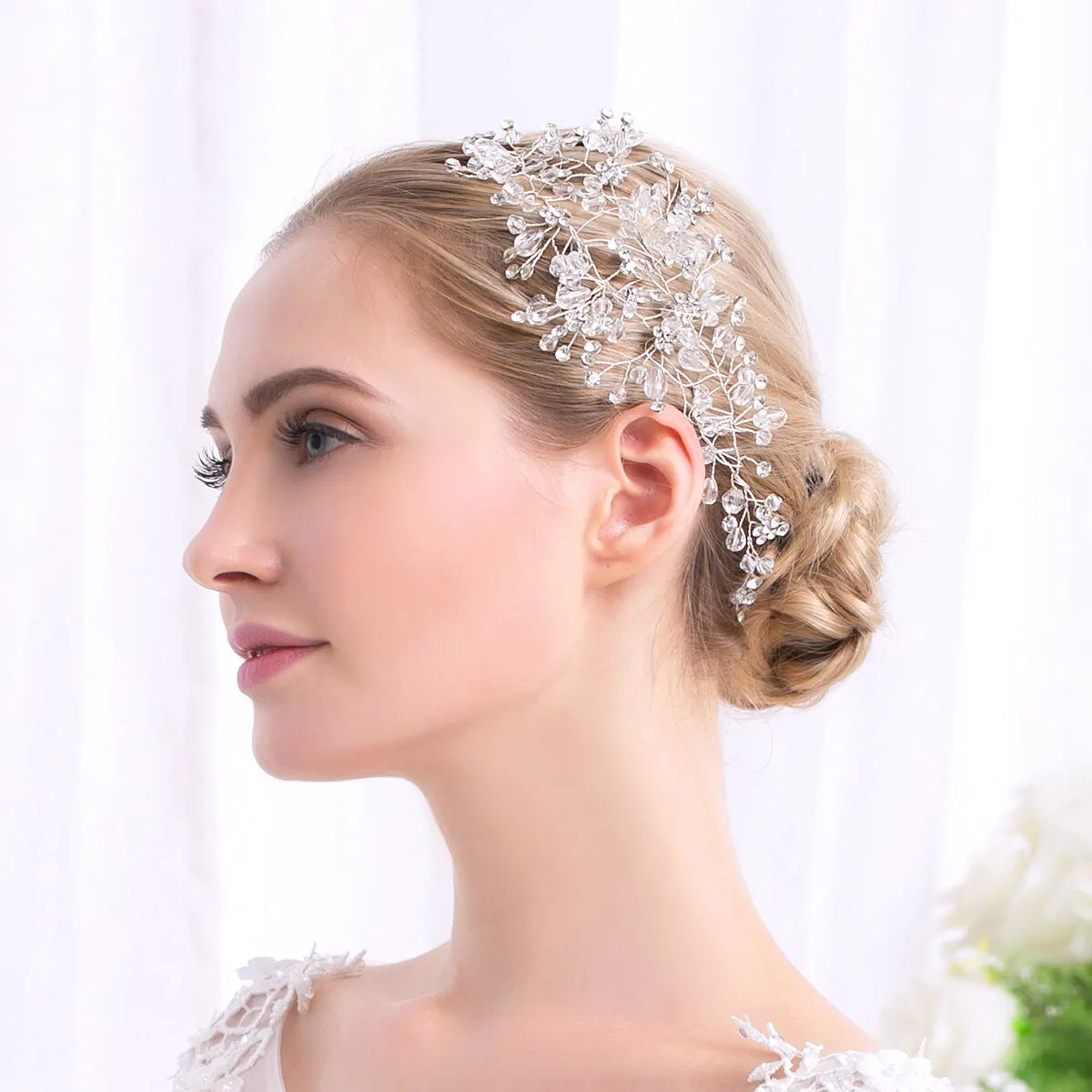 Handmade Wired Crystal Rhinestones Crystal Bridal Hair Vine Hairband Wedding Headband Bridesmaids