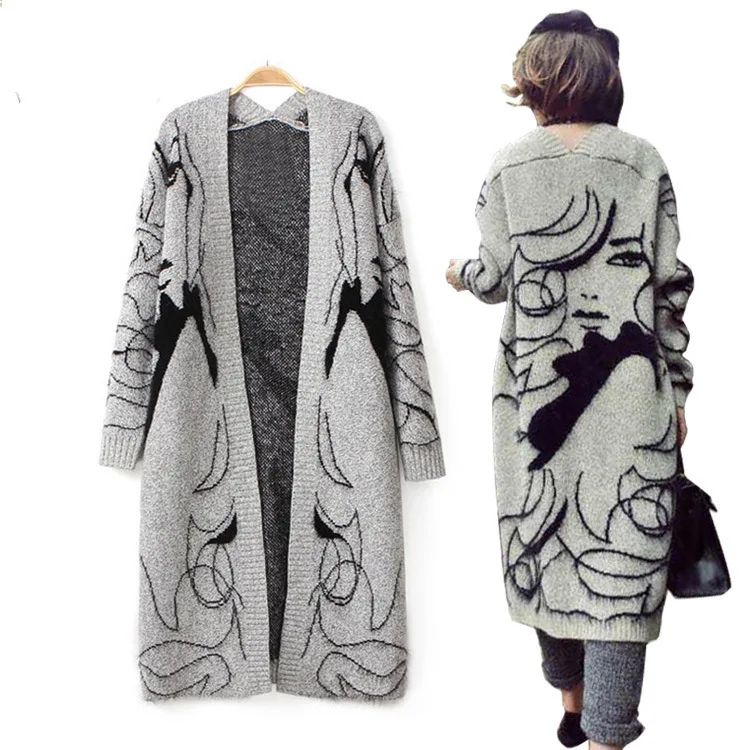 Autumn Winter Fashion Women Long Sleeve loose knitting cardigan sweater Women Knitted Female