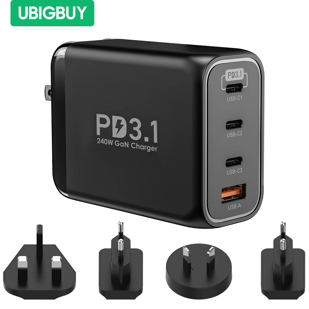 Ubigbuy 240w pd 3 1 Ladegerät gan3 Desktop-Schnell ladegerät 140w USB Typ c pd pps Ladestation für