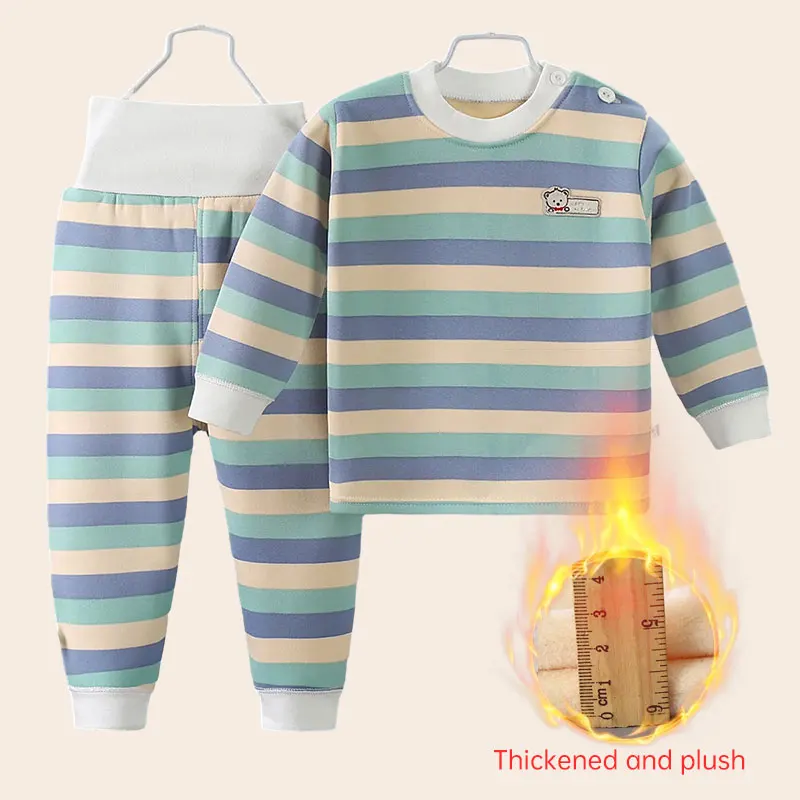 Thicken Warm Plush Children Sets Kids Clothes Boy Girl Underwear Suits Autumn Winter Children