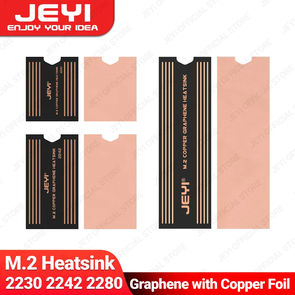 JEYI Graphene 2280 2242 2230 M.2 SSD-Kühlkörper, zweilagiger Graphen-Kühlkörper und Kühler im Kupferfolien-Design für Laptop