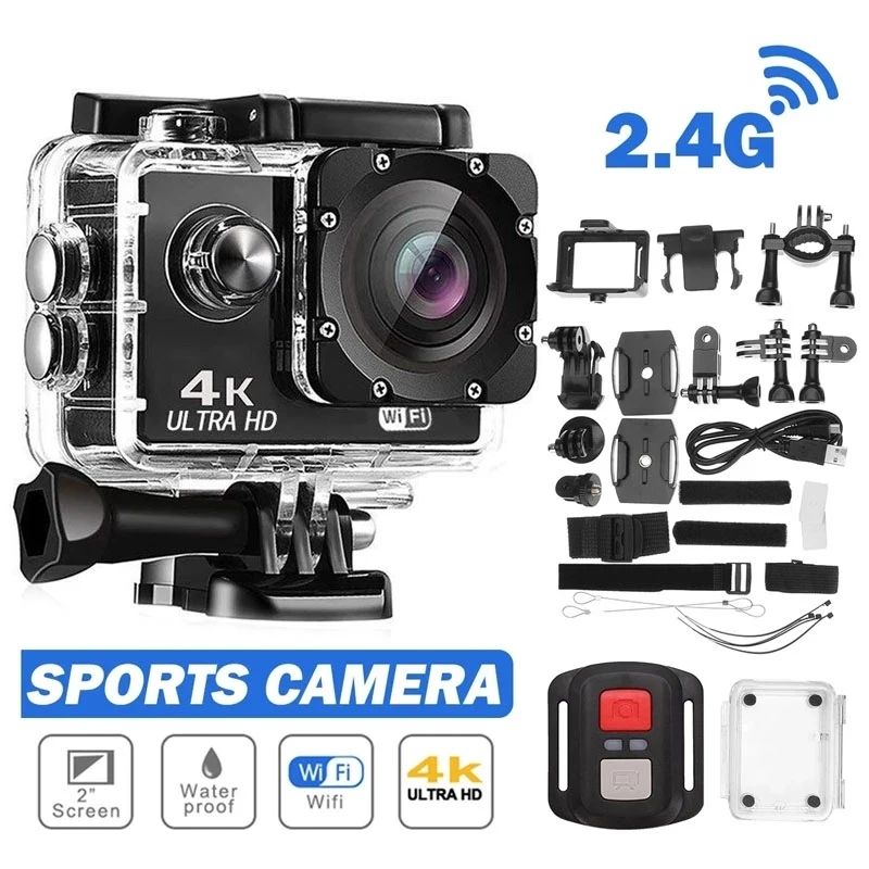 Action Camera Ultra HD 4K/30fps WiFi 2.0-inch 170D Underwater Waterproof Helmet Video Recording