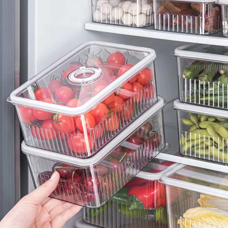 Transparent Fridge Organizer Food Storage Containers Fresh Vegetable Fruit Baskets Refrigerator