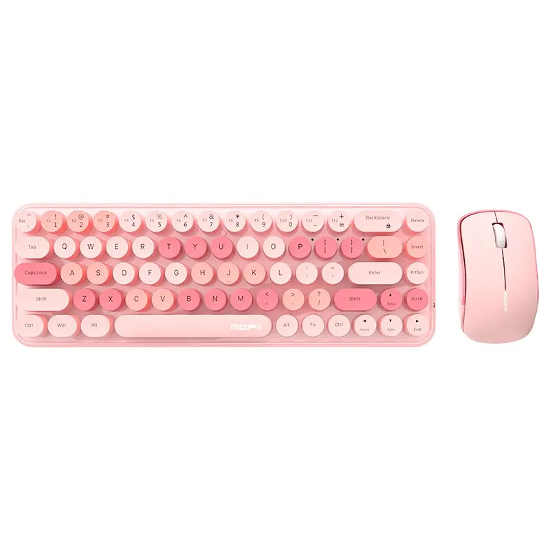 MOFII Wireless Keyboard and Mouse, Cute Colorful 68 Round Keycap Compact Keyboard for Computer,
