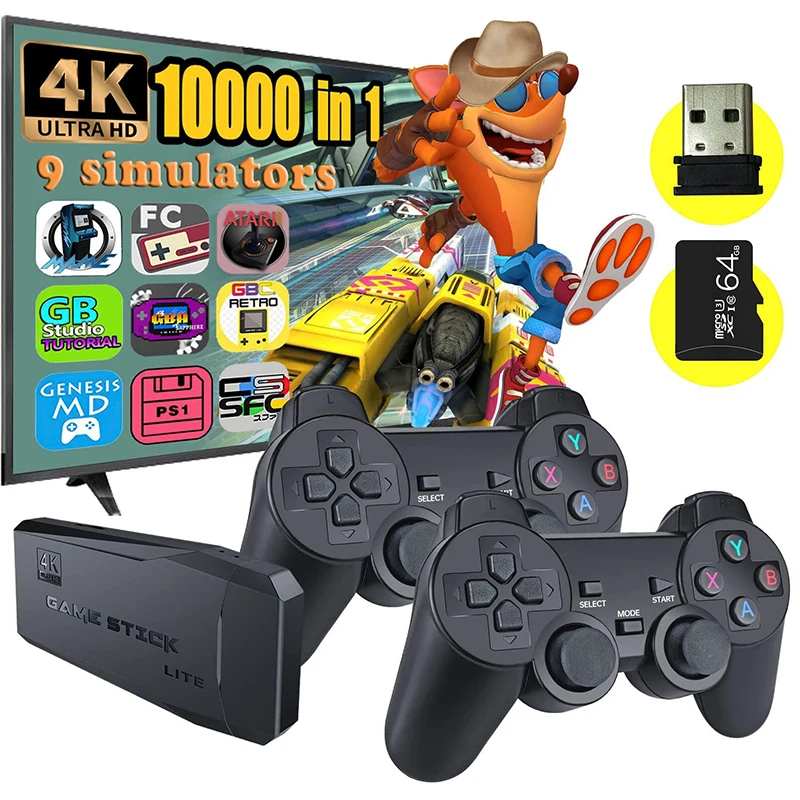 M8 Video Game Consoles 4K 2.4G Double Wireless 10000 Games 64G Retro Classic Gaming Gamepads TV