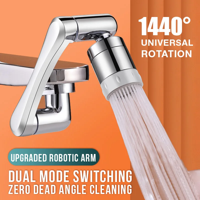 Universal 1080° Rotation Faucets Extender Sprayer Head Kitchen Robot Arm Extension Faucet Aerator