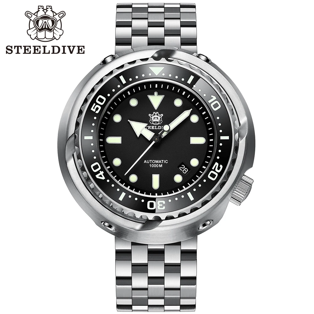STEELDIVE Luxury Watch SD1978 Oversize 53.6mm Stainless Steel Wristwatch 1000m Waterproof NH35