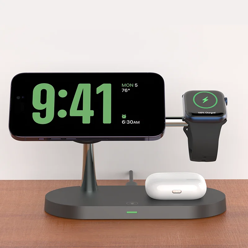 3 in 1 Wireless Charger Stand For iPhone 12 13 14 15 16 Fast Charging Station for Apple Watch 10 9 8