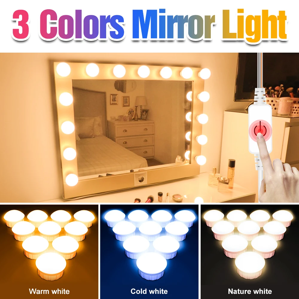 LED Vanity Lâmpadas para Decoração do Quarto  Make Up Mirror  Lâmpada de preenchimento  Regulável