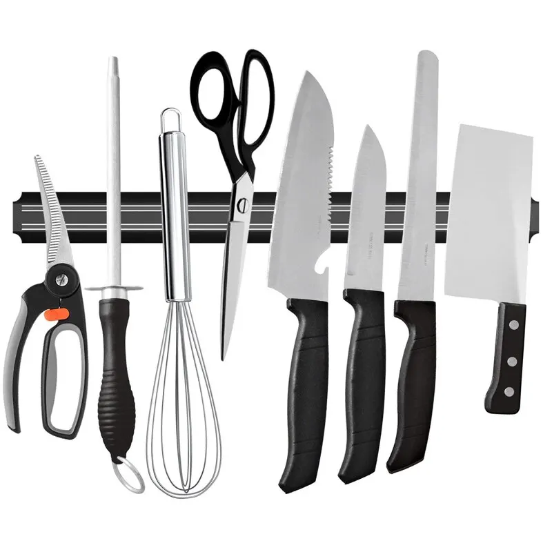 Kitchen Wall Mounted Magnetic Knife Holder Hardware Tools Absorbent Simple Multifunctional Shelf