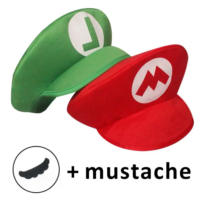 Super Odyssey Bros Cosplay Cartoon Hats With Moustache Halloween kids Hats Costumes Anime Figure