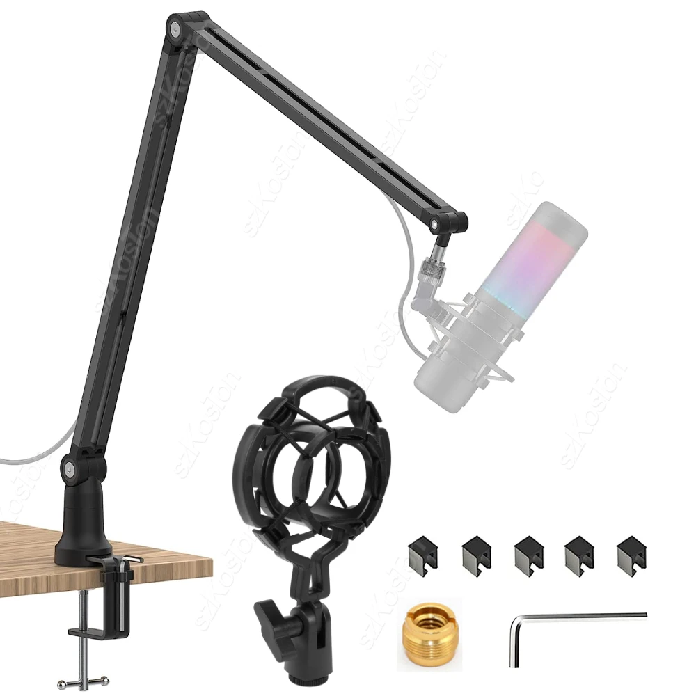 Adjustable Metal Microphone Stand for Gaming Streaming USB Condenser Mic Suspension Scissor Boom Arm