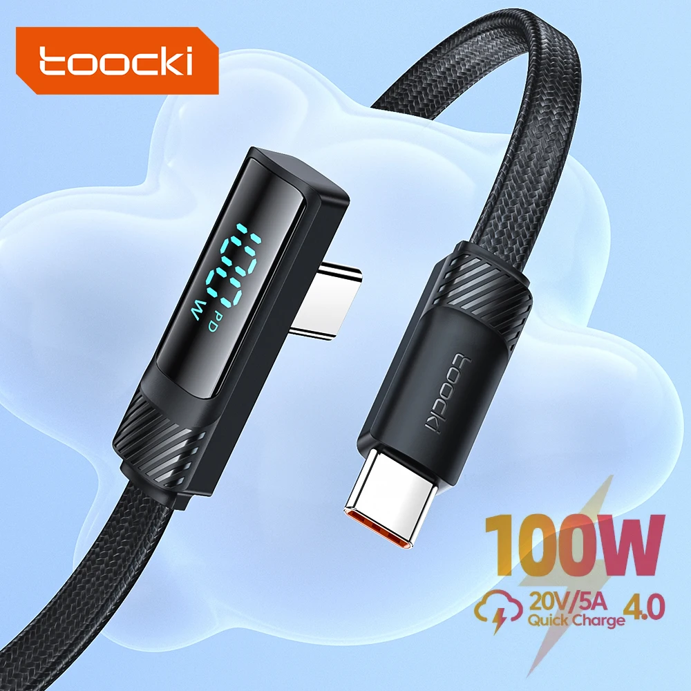Toocki PD 100 W 90 Graden USB Type C Kabel naar USB C Snel Opladen voor Macbook Xiaomi Huawei OPPO